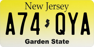 NJ license plate A74QYA