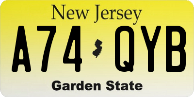 NJ license plate A74QYB