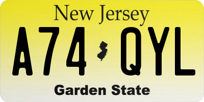 NJ license plate A74QYL
