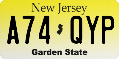 NJ license plate A74QYP