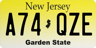NJ license plate A74QZE