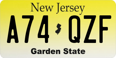 NJ license plate A74QZF