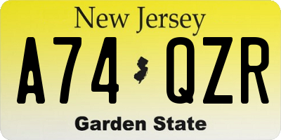 NJ license plate A74QZR