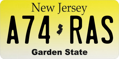 NJ license plate A74RAS