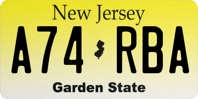 NJ license plate A74RBA