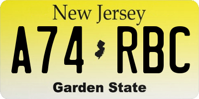 NJ license plate A74RBC