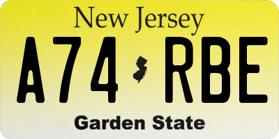 NJ license plate A74RBE