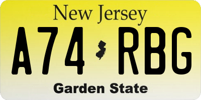 NJ license plate A74RBG