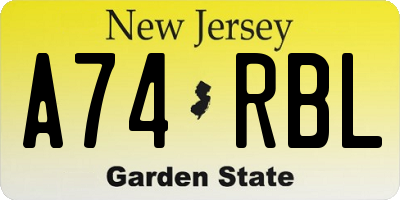 NJ license plate A74RBL