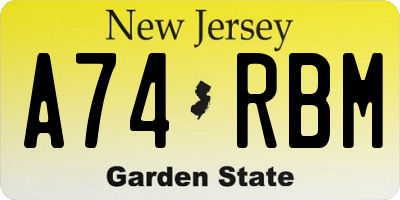 NJ license plate A74RBM