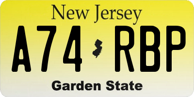 NJ license plate A74RBP