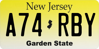 NJ license plate A74RBY