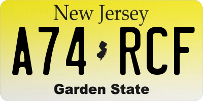 NJ license plate A74RCF