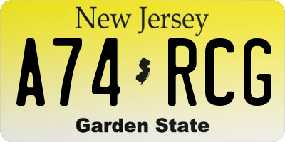 NJ license plate A74RCG