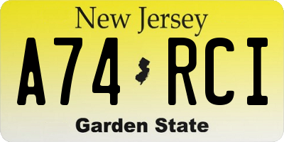 NJ license plate A74RCI