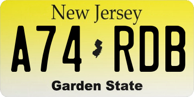 NJ license plate A74RDB