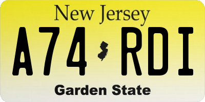 NJ license plate A74RDI