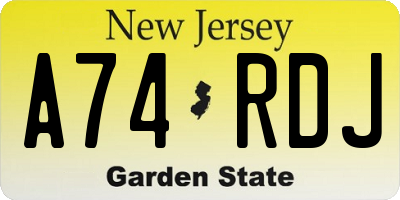 NJ license plate A74RDJ