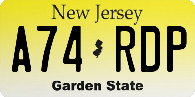 NJ license plate A74RDP