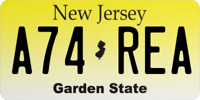 NJ license plate A74REA