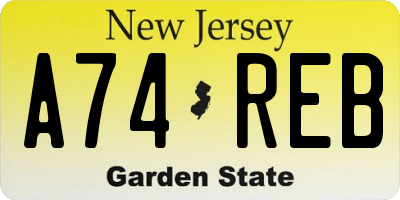 NJ license plate A74REB