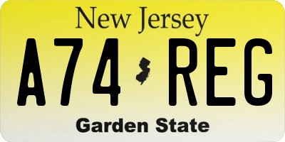 NJ license plate A74REG
