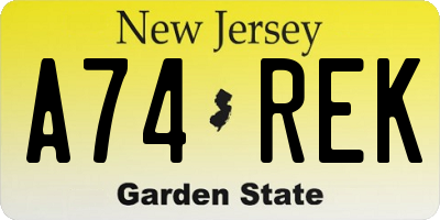 NJ license plate A74REK