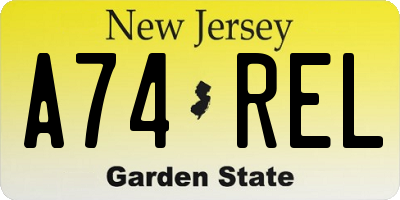NJ license plate A74REL