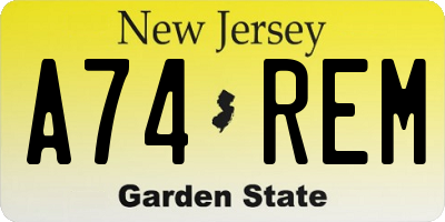 NJ license plate A74REM