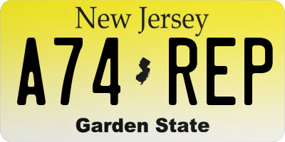 NJ license plate A74REP