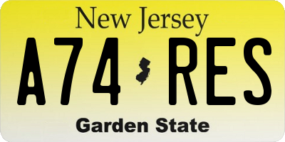 NJ license plate A74RES