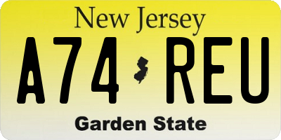 NJ license plate A74REU
