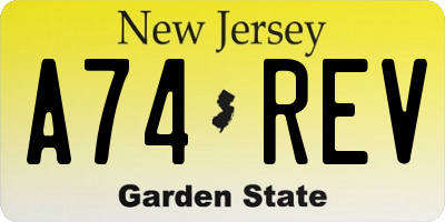 NJ license plate A74REV