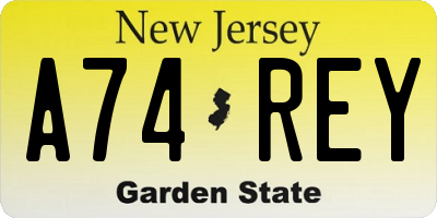 NJ license plate A74REY