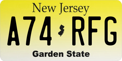NJ license plate A74RFG