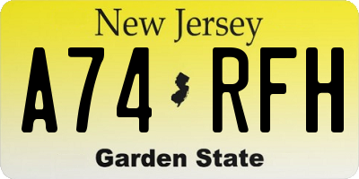 NJ license plate A74RFH