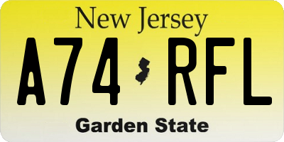 NJ license plate A74RFL