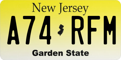 NJ license plate A74RFM