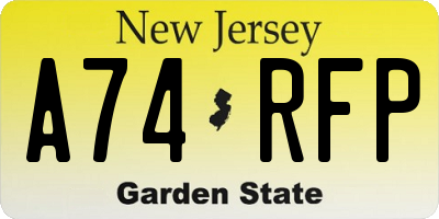 NJ license plate A74RFP