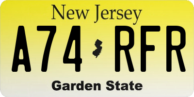 NJ license plate A74RFR