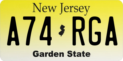 NJ license plate A74RGA