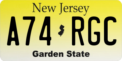 NJ license plate A74RGC