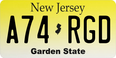 NJ license plate A74RGD