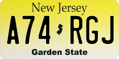 NJ license plate A74RGJ