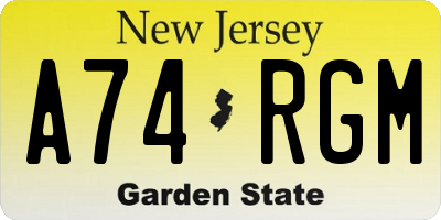 NJ license plate A74RGM