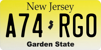 NJ license plate A74RGO