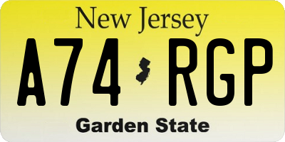 NJ license plate A74RGP