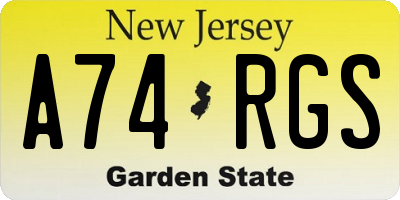NJ license plate A74RGS