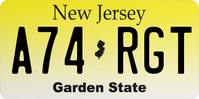 NJ license plate A74RGT