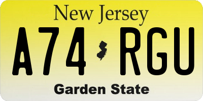 NJ license plate A74RGU